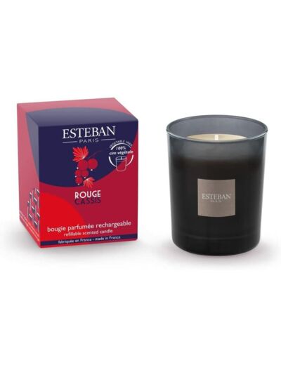 Bougie parfumée initiale rechargeable 170g Rouge Cassis - Esteban